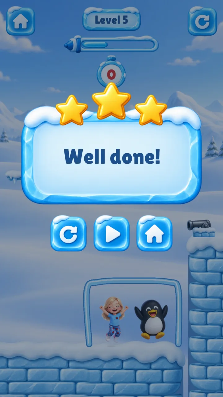 The Well done card, with two stars, over Tux and Viki cheering.